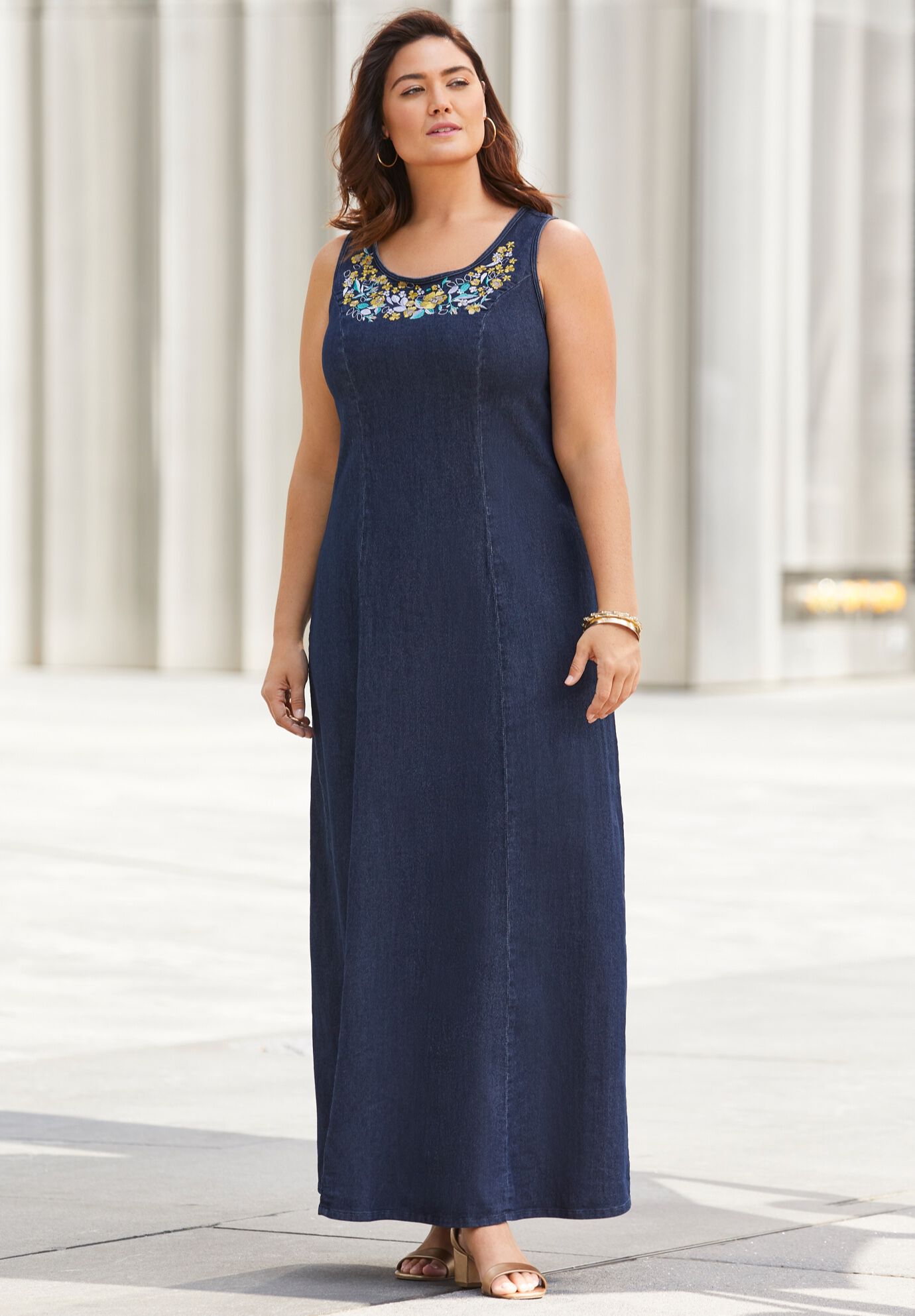 woman within denim dress