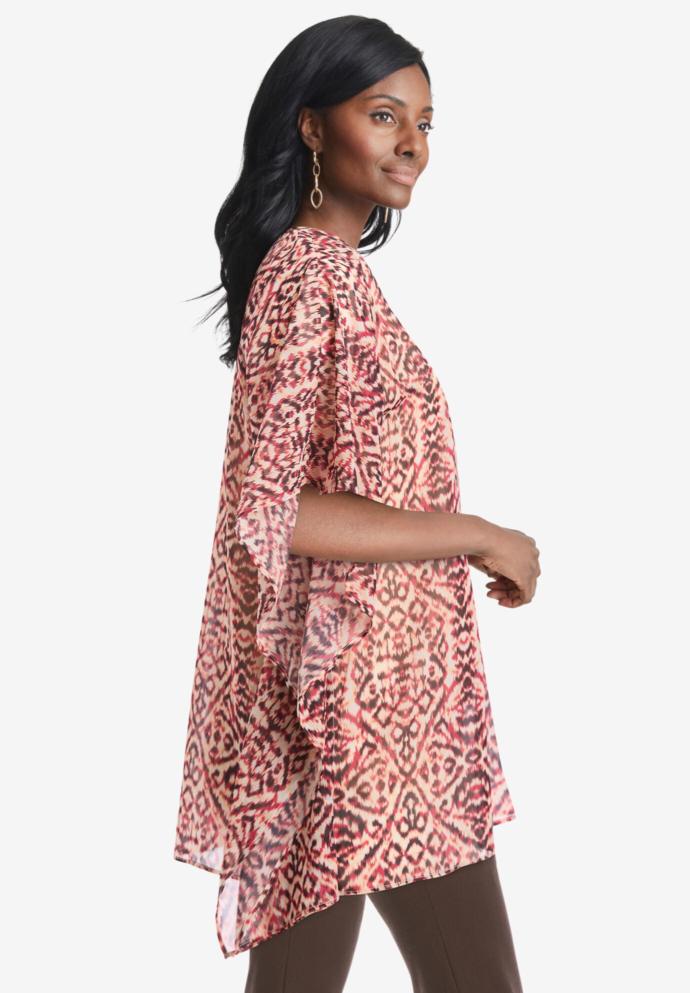 Caftan Top, RED AZTEC IKAT, alternate image number 2