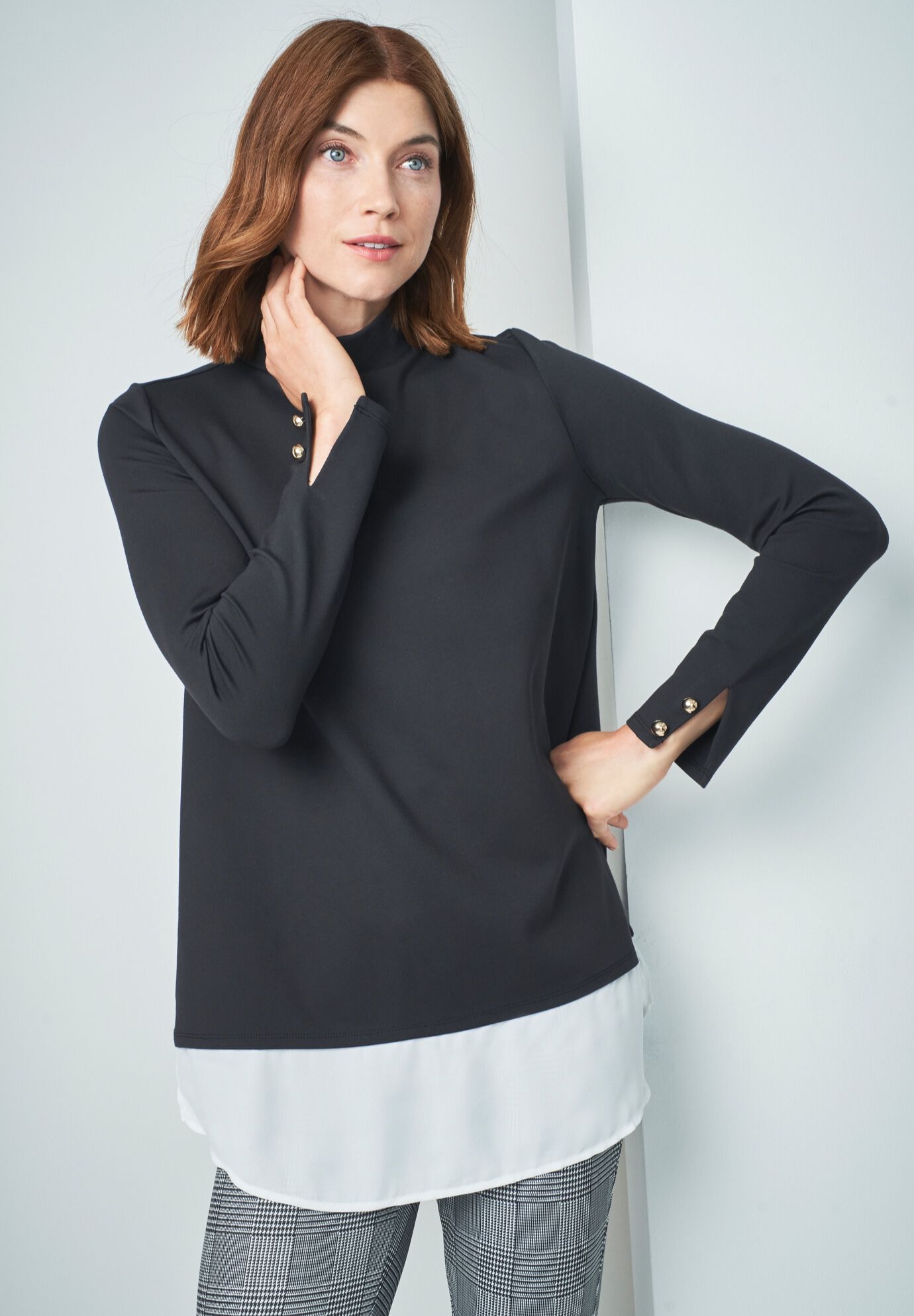 Mixed Media Ponte Top, , alternate image number 2