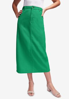 Classic Cotton Denim Midi Skirt