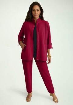 Knit Crepe Winged Collar Set