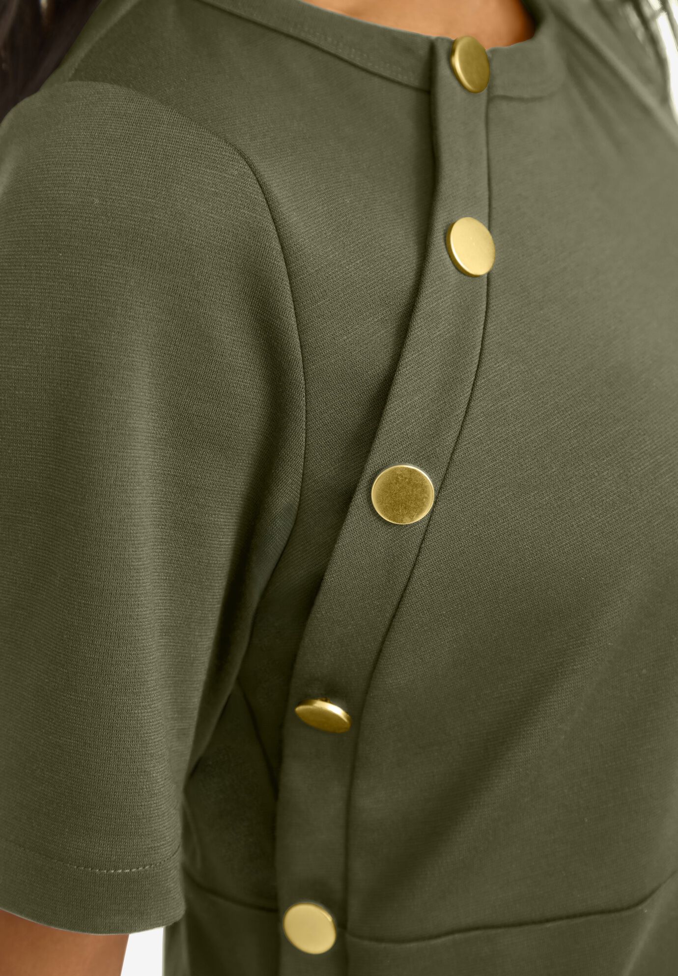 Side Button Midi Dress, DARK OLIVE GREEN, alternate image number 3