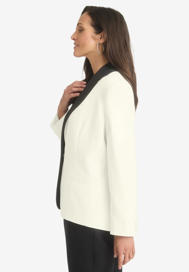 Contrast Collared Blazer, , alternate image number 2