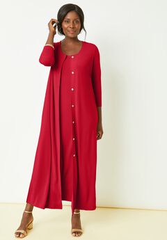2-Piece Stretch Knit Duster Set