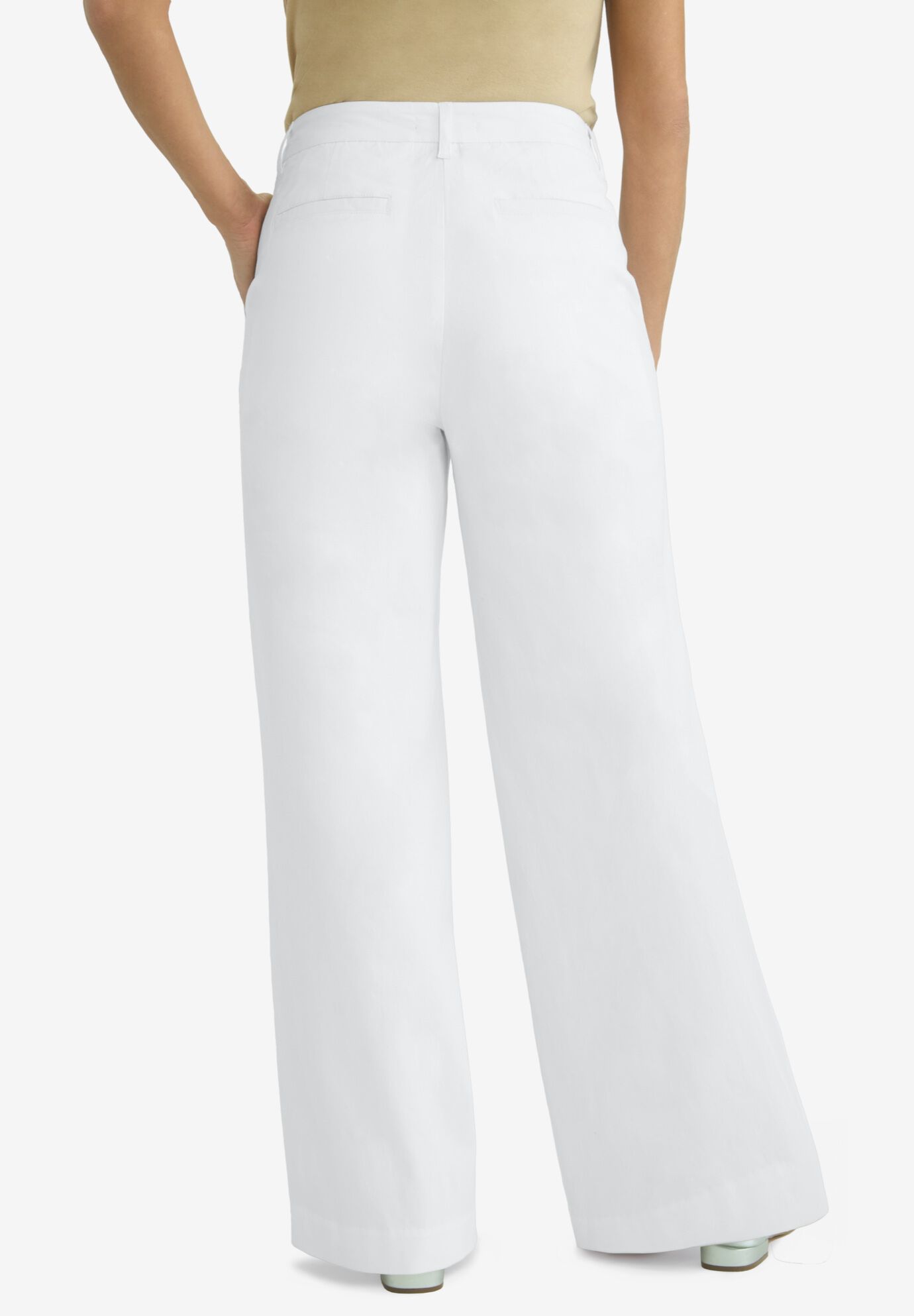 Stretch Cotton Chino Wide-Leg Trouser, WHITE, alternate image number 2