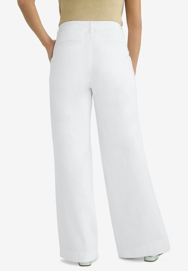 Stretch Cotton Chino Wide-Leg Trouser, WHITE, alternate image number 2
