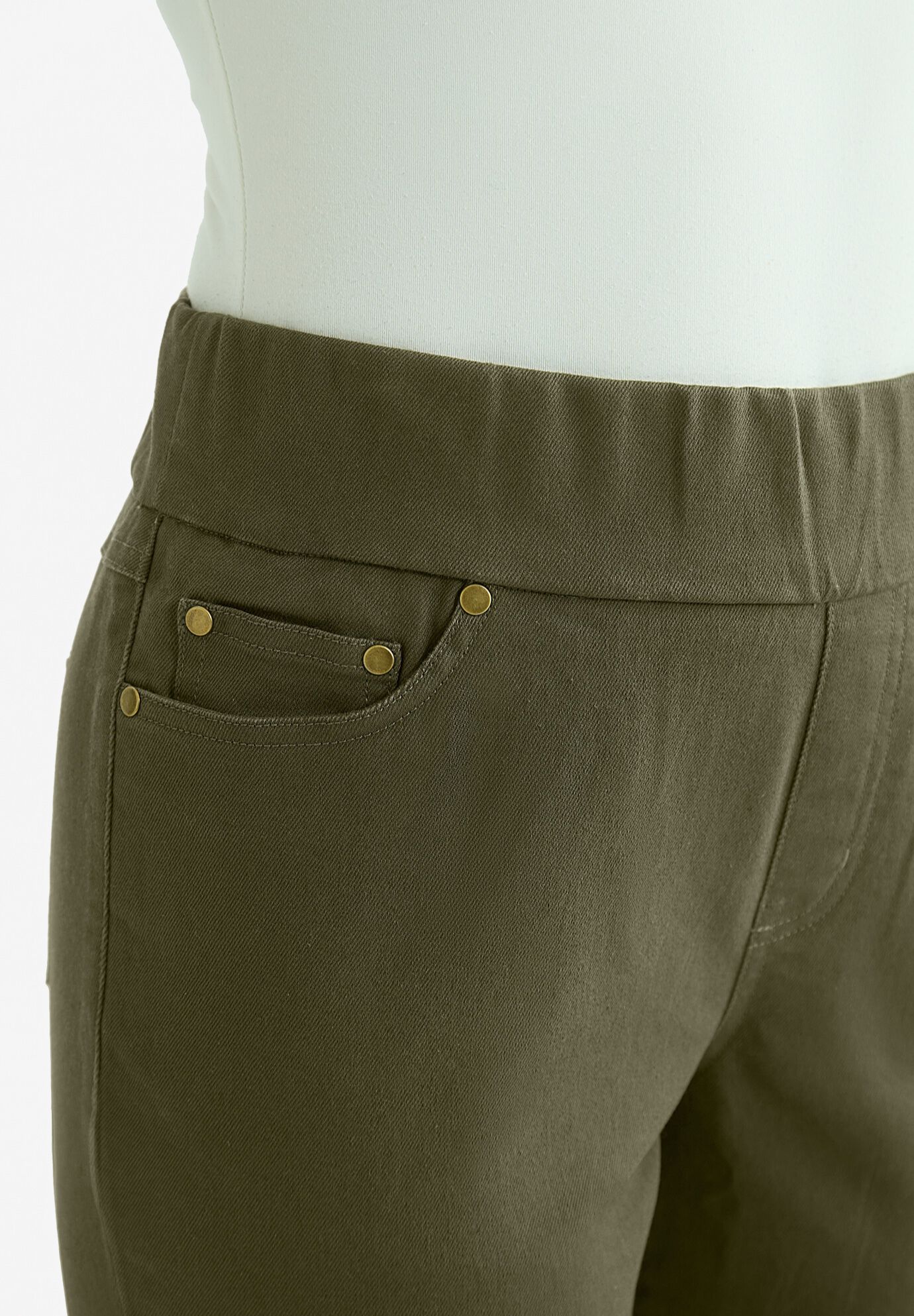 Comfort Waist Stretch Denim Bermuda Short, DARK OLIVE GREEN, alternate image number 3