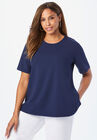 Crepe Button Shoulder Top, NAVY, hi-res image number null
