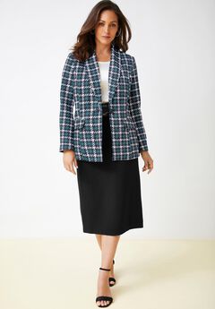 2-Piece Stretch Crepe Single-Breasted Skirt Suit
