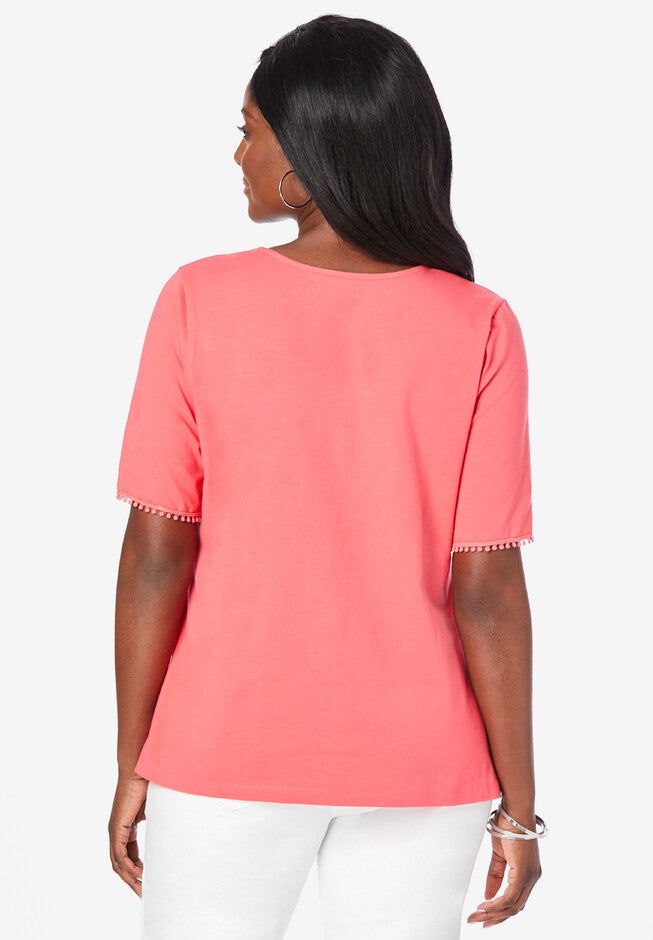 Square Neck Crochet Tee, , on-hover image number 1