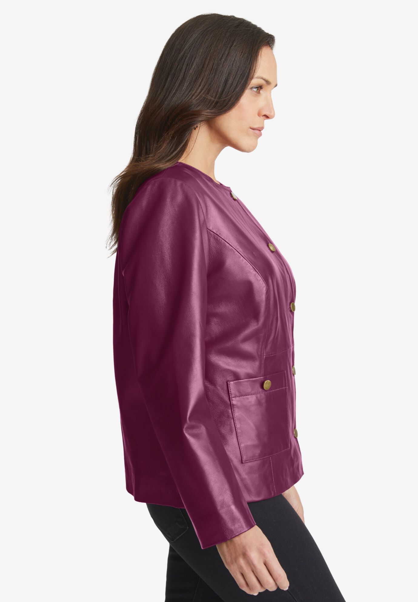 Jessica London Women s Plus Size Leather Lady Jacket 22 W Black