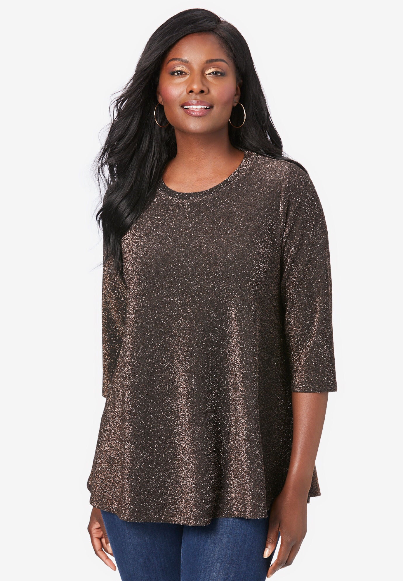 Trapeze Shimmer Tunic, CHOCOLATE SHIMMER, hi-res image number 0