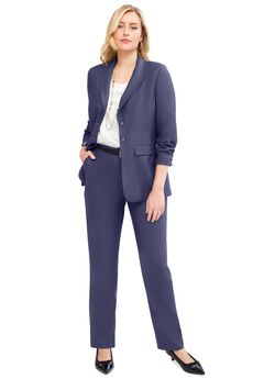 2-Piece Stretch Crepe Single-Breasted Pantsuit