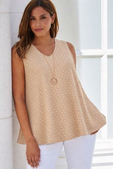 Stretch Cotton V-Neck Trapeze Tank