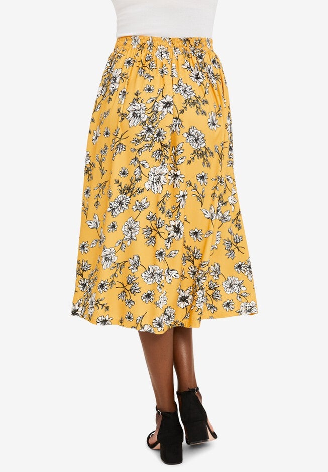 Side-Button Midi Skirt, , on-hover image number null
