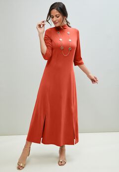 Mockneck Slit Maxi Dress