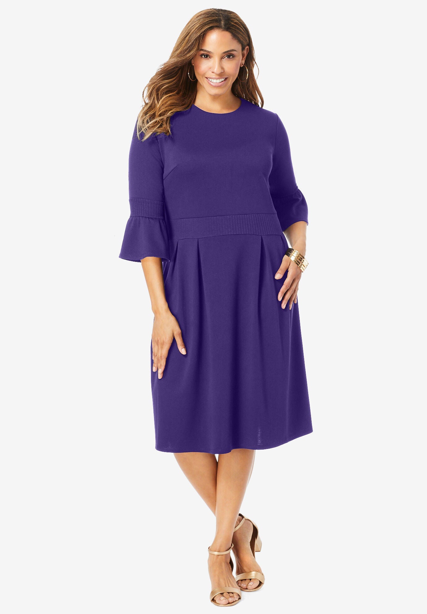 Ponte Fit Flare Dress Woman Within