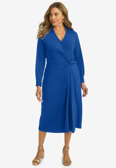 Side Knot Midi Wrap Dress