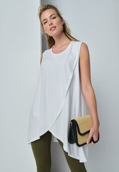 Sleeveless Tulip Overlay Knit Tunic