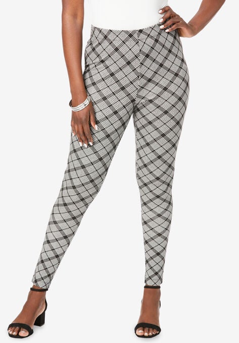 Ponte Knit Leggings, BLACK MINI CHECK, hi-res image number null