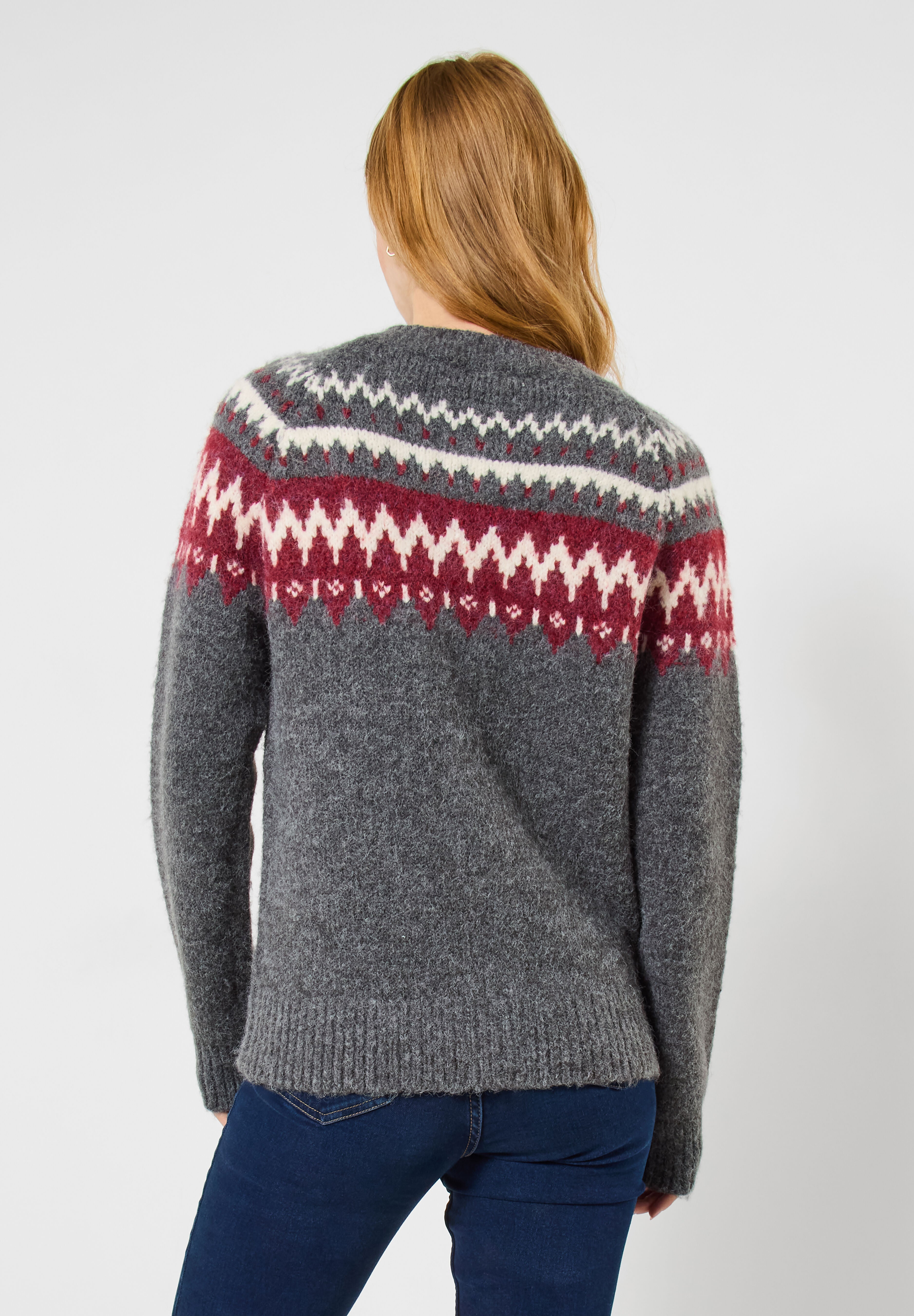 Fair Isle Button-Front Cardigan, CHARCOAL FAIRISLE, on-hover image number 1