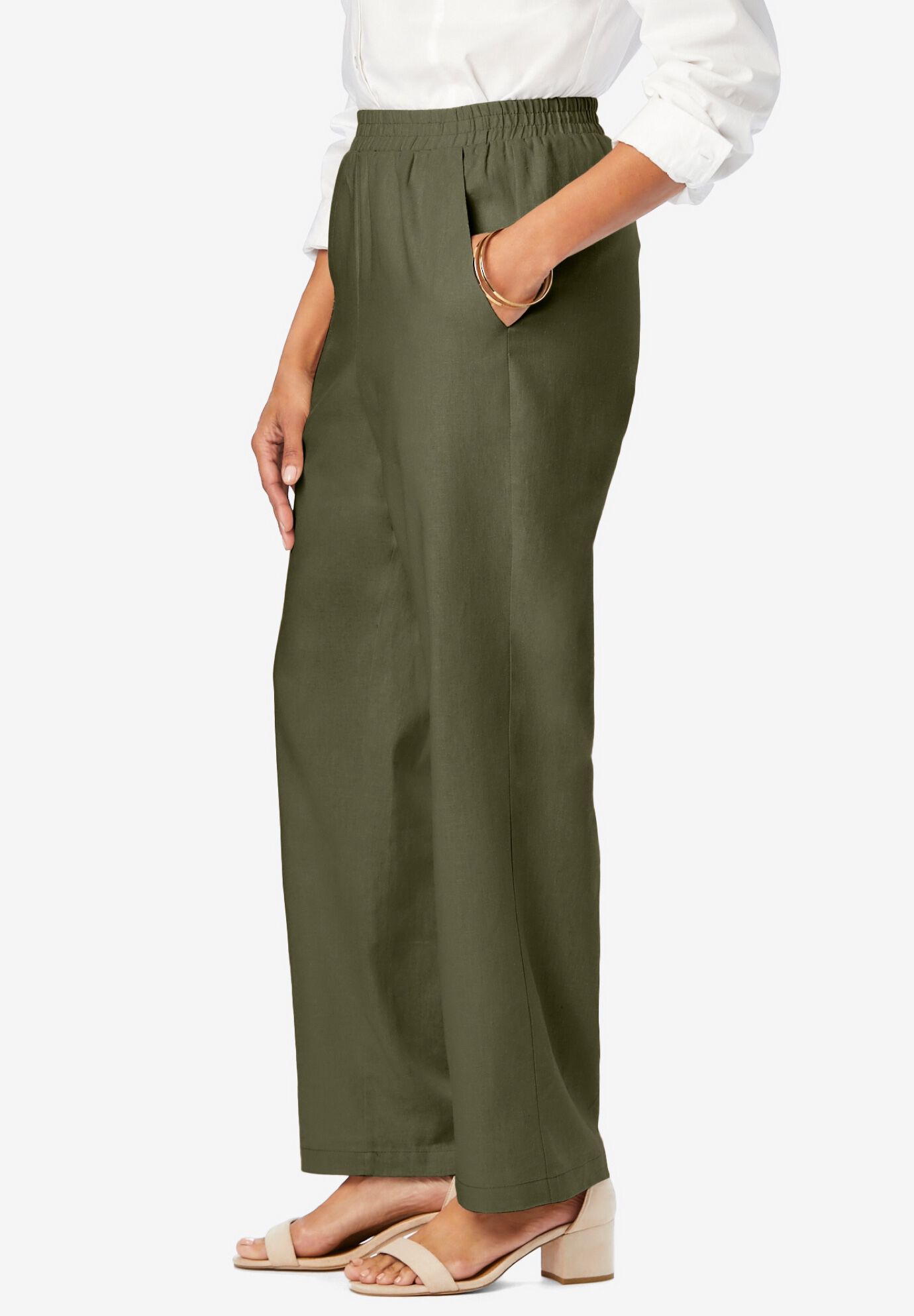 Green Reva Linen Pants main image 1