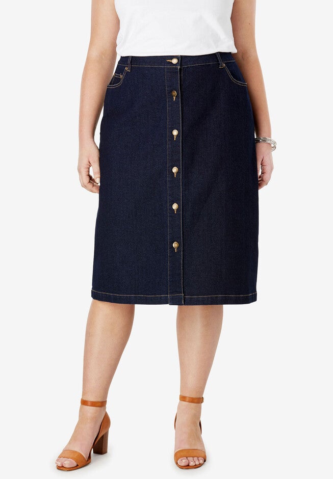 True Fit Denim A-Line Skirt, INDIGO, hi-res image number null