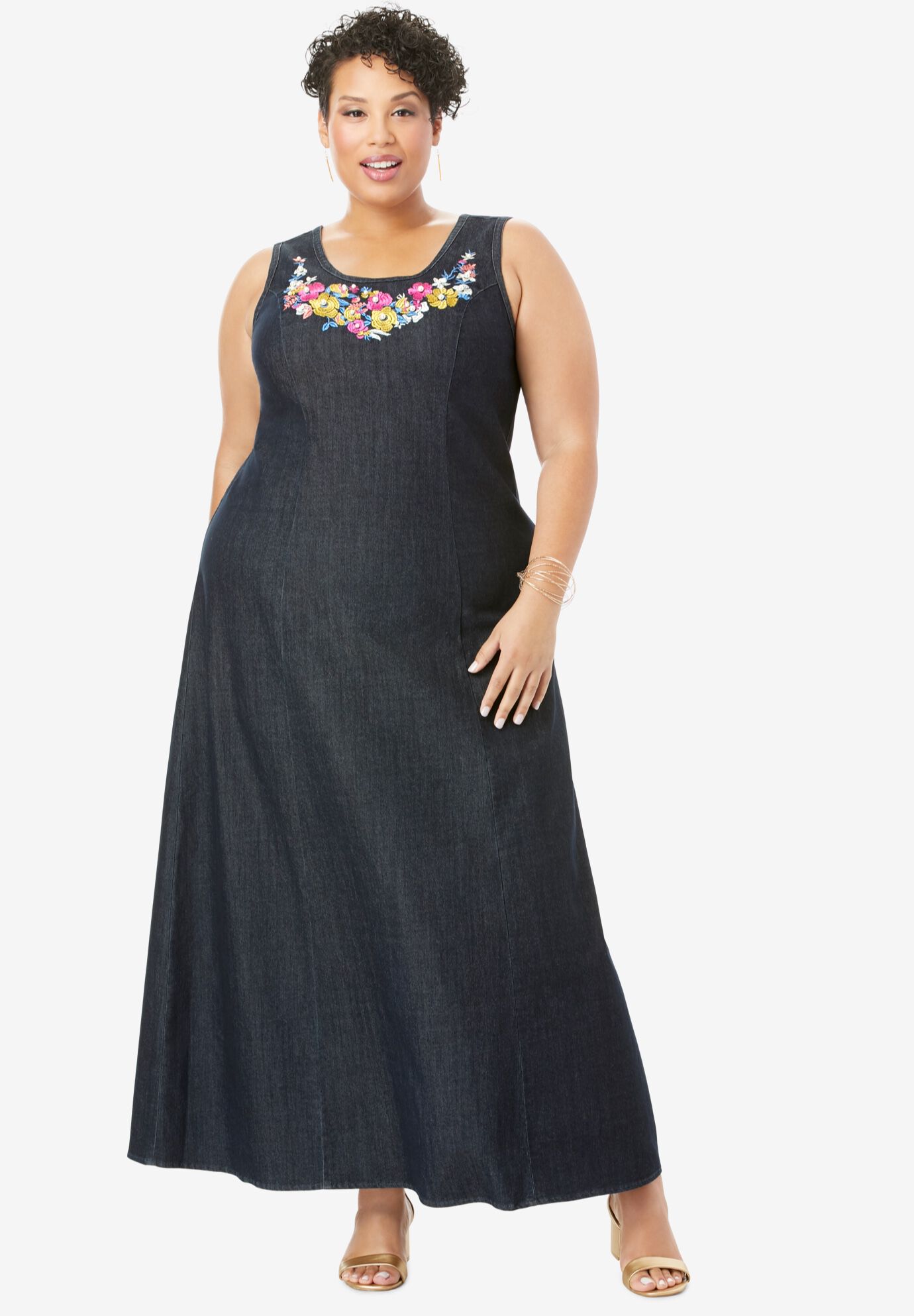 plus size denim maxi dress