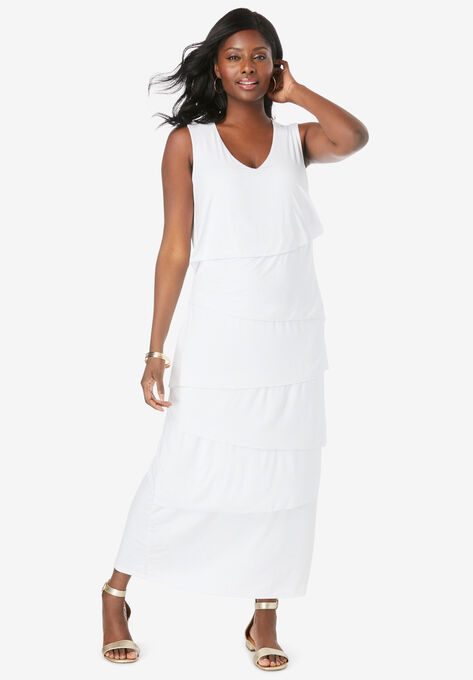 Tiered Dress, WHITE, hi-res image number null