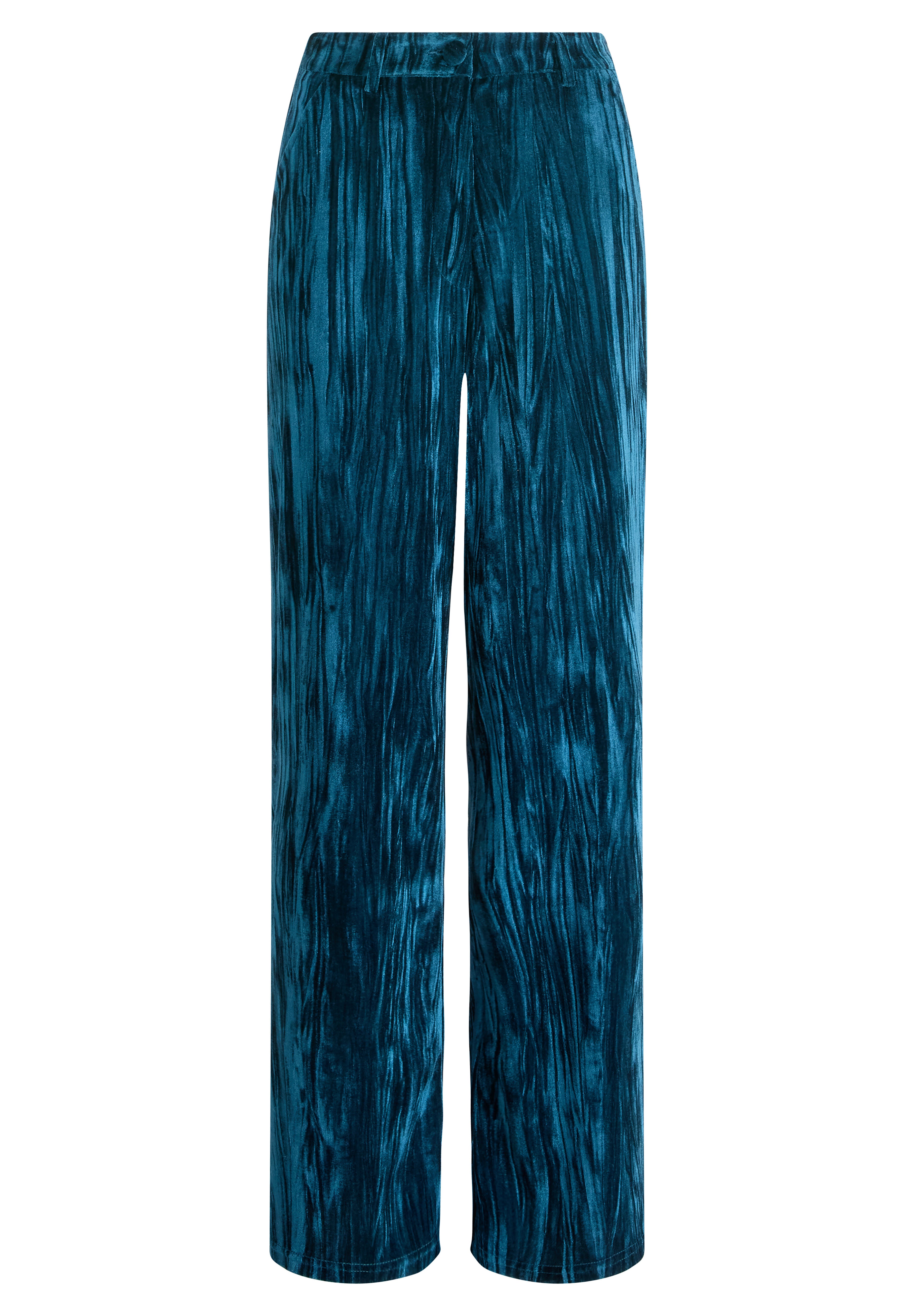 Crinkle Velvet Trouser, TEAL, alternate image number 4