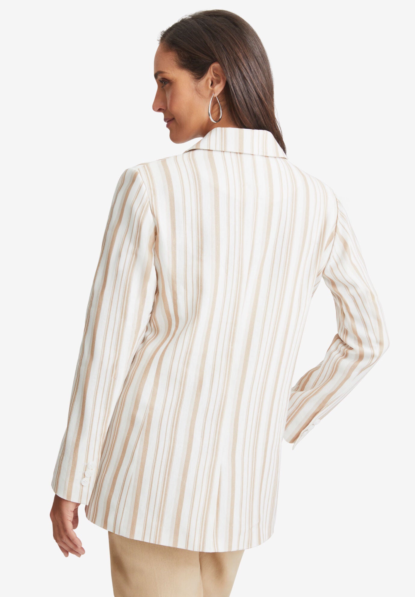 Women's White Linen One-Button Blazer - Size 8
