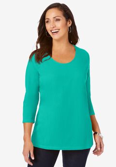 Stretch Cotton Scoop Neck Tee