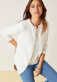 Fine Gauge Button-Front Cardigan