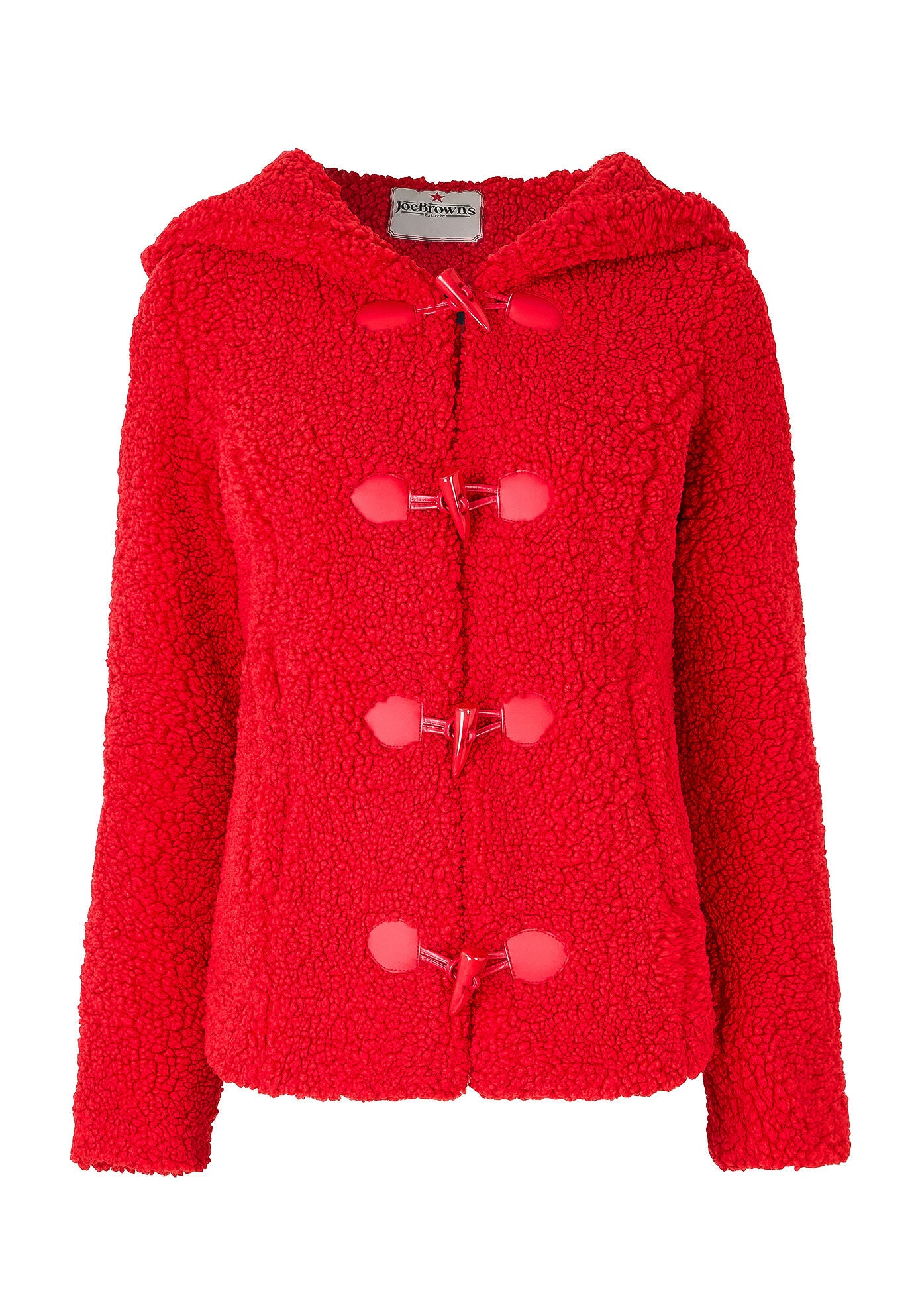 Hooded Sherpa Toggle Jacket, BRIGHT RED, alternate image number 3