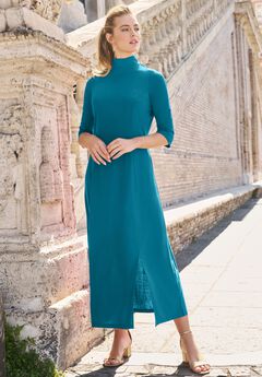 Mockneck Slit Maxi Dress
