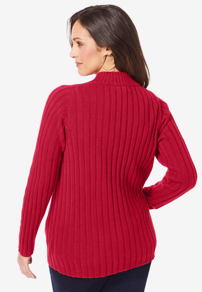Ribbed Zipper Cardigan, , on-hover image number 1