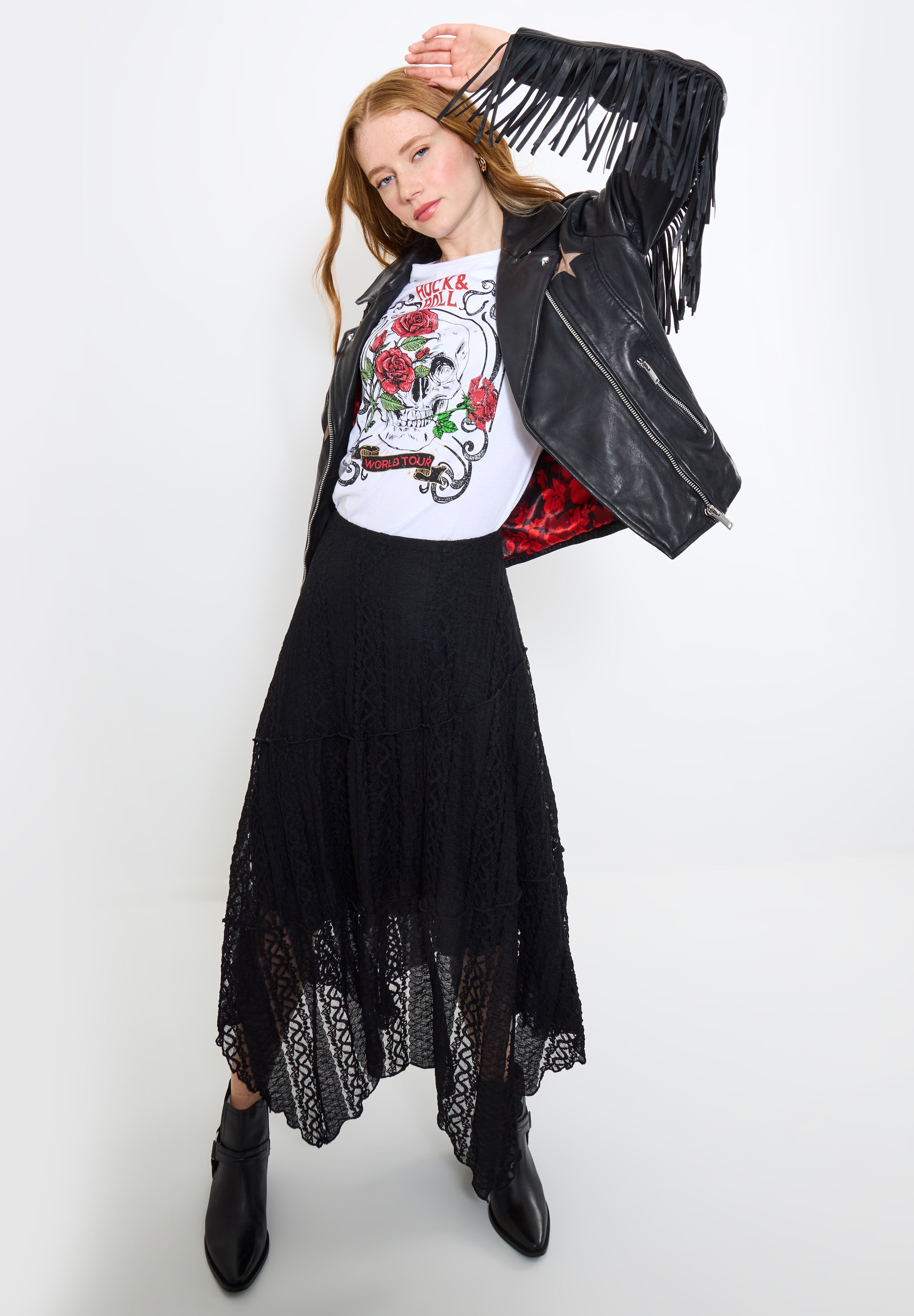 Fringe Moto Leather Jacket, METALLIC STARS, alternate image number 7