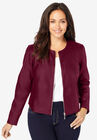 Collarless Leather Jacket, RICH BURGUNDY, hi-res image number null