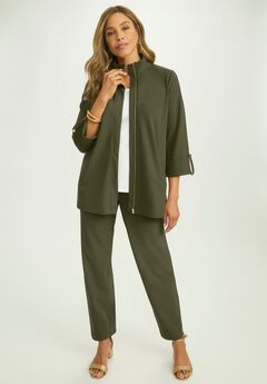 Knit Crepe Winged Collar Set