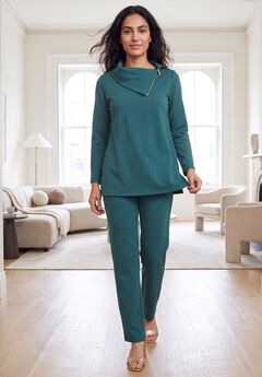 Ponte Split Neck 2-Piece Set