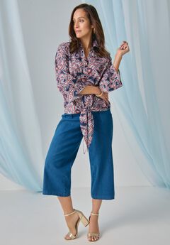 Tie-Front Collared Blouse