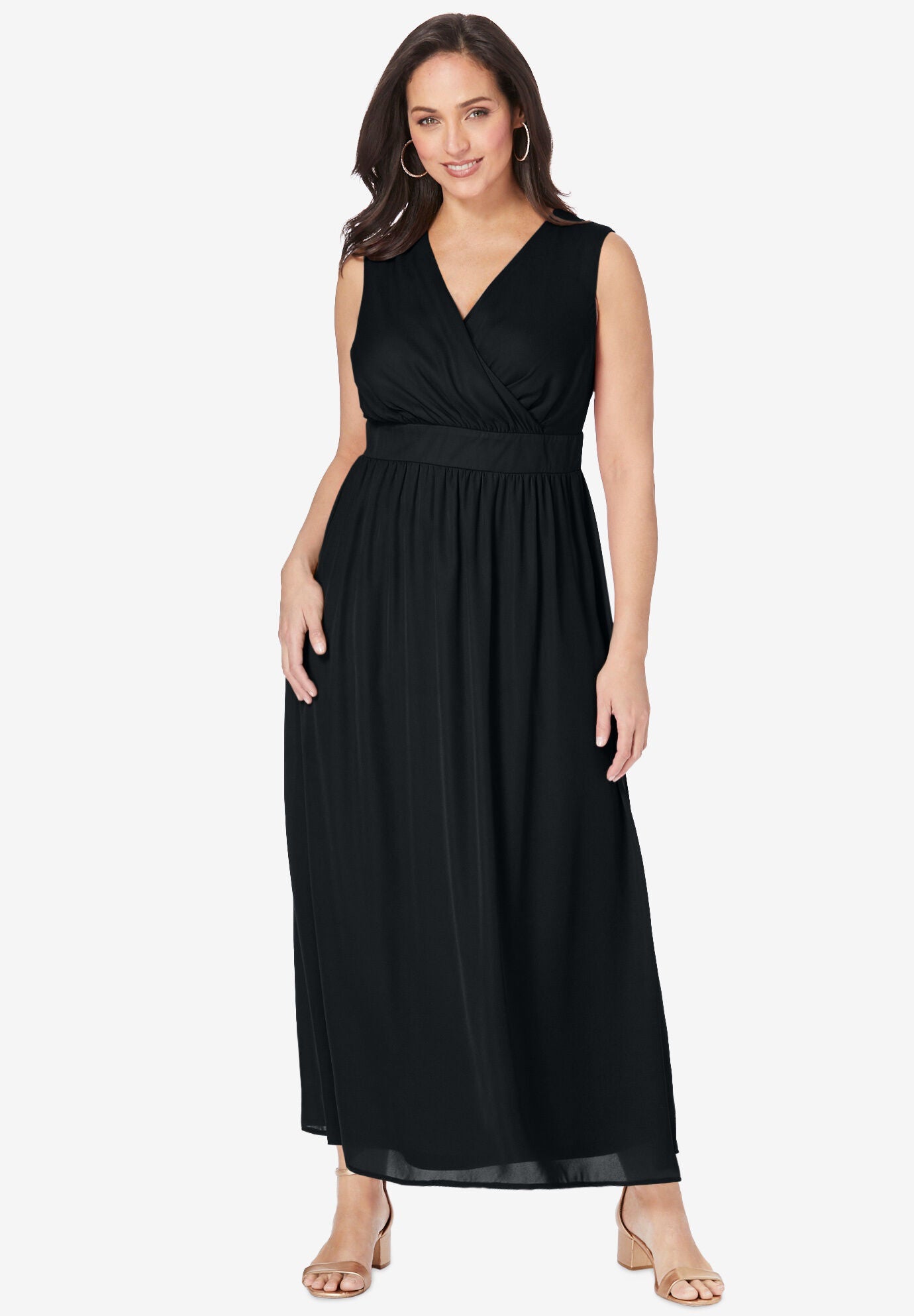 Surplice Maxi Dress, BLACK, hi-res image number 0