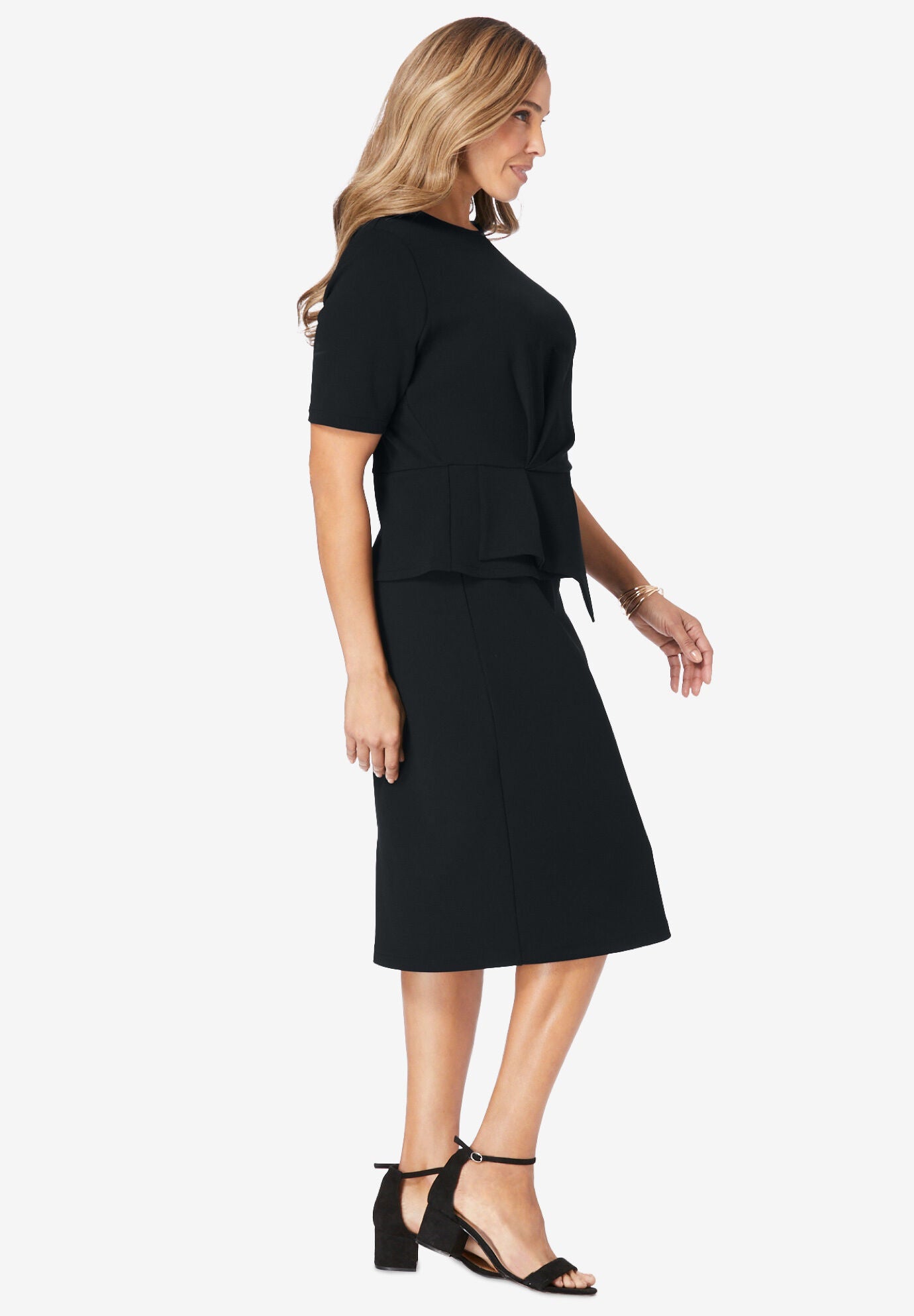Peplum Stretch Crepe Dress, , alternate image number 2
