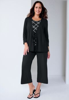 Everyday Stretch Knit Wide Leg Crop Pant