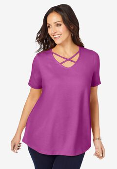 Stretch Cotton Crisscross Strap Tee