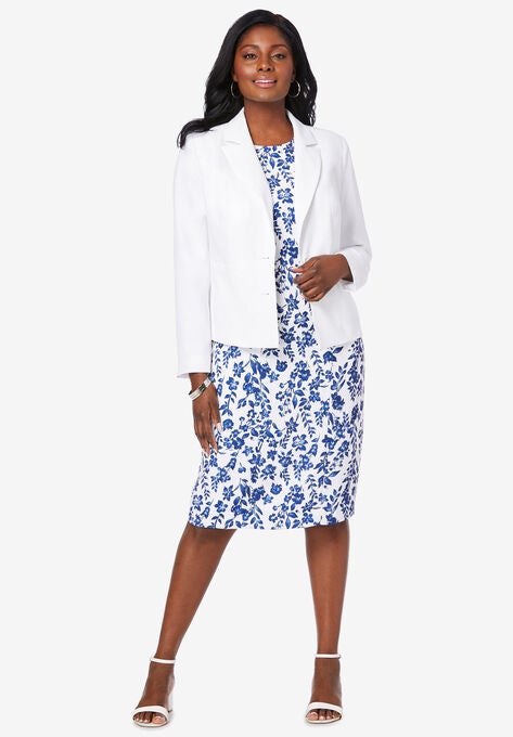 Single Breasted Jacket Dress, BLUE FLORAL, hi-res image number null