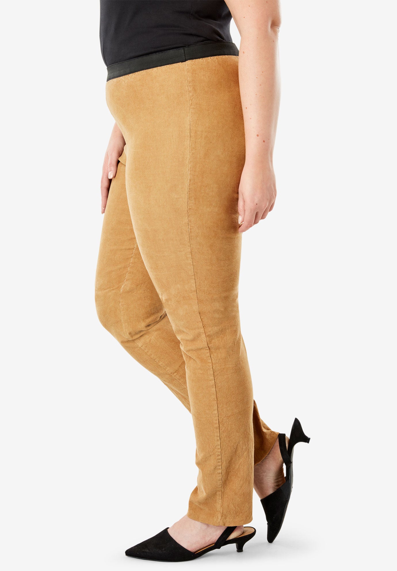woman within corduroy pants