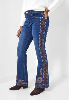Embroidered Flare Jeans