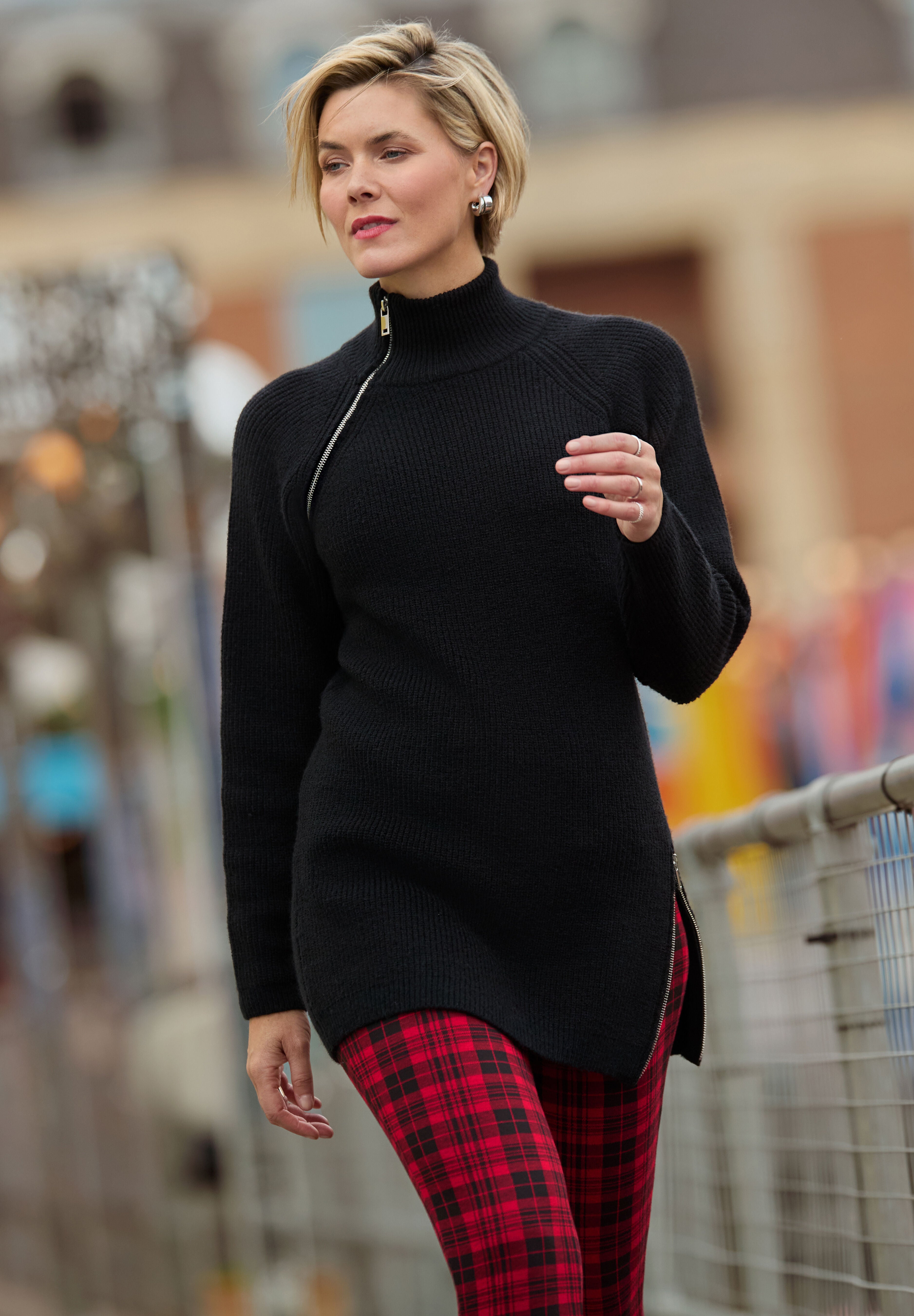 Mockneck Zip Tunic Sweater
