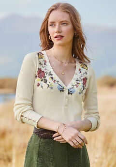 Stretch Cotton Henley Tee